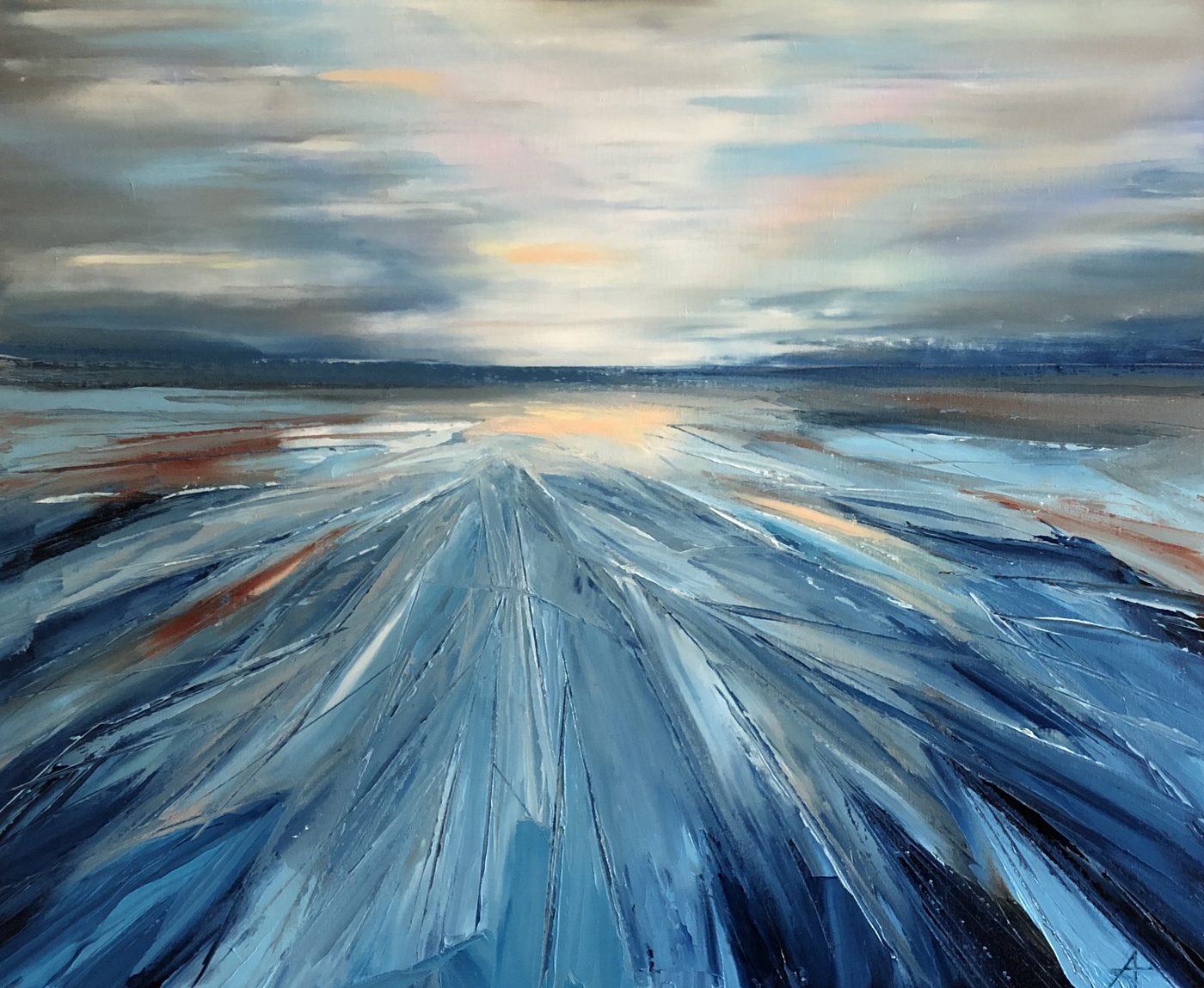 Création originale de Bruno Leprêtre — paysage abstrait aux tons bleus